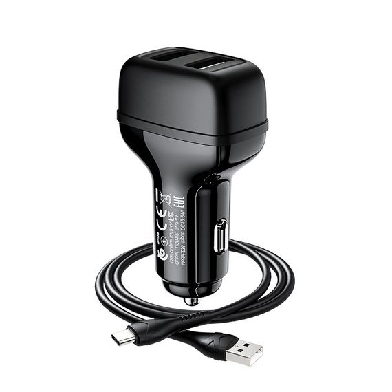 АЗП Hoco Z36 Leader 2.4A (2USB-A) + кабель USB to Type-C Чорний | Зображення 3