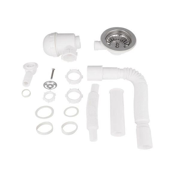 Сифон для кухонної мийки Lidz (WHI) LK14, колбовий з круглим переливом (вихід 50 мм) | Зображення 2