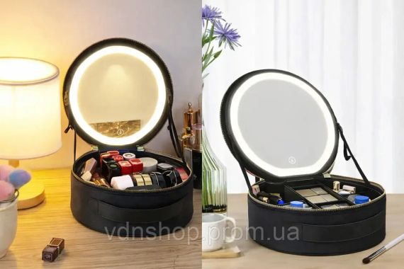 Косметичка-органайзер с LED зеркалом, 29х28х11 см/Дорожная косметичка | Зображення 1