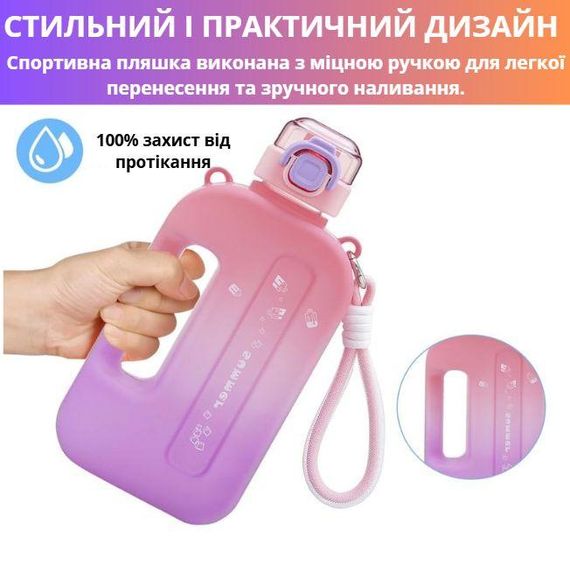 Спортивна пляшка SUMMER (750 мл) — Еко-пластик BPA-free, Рожевий градієнт | Зображення 4
