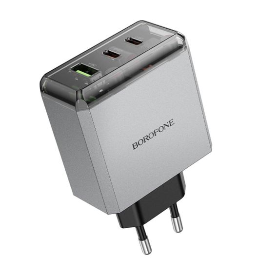 Мережевий зарядний пристрій BOROFONE BN22 Lena PD65W(2C1A) charger(EU) Metal Gray | Зображення 5