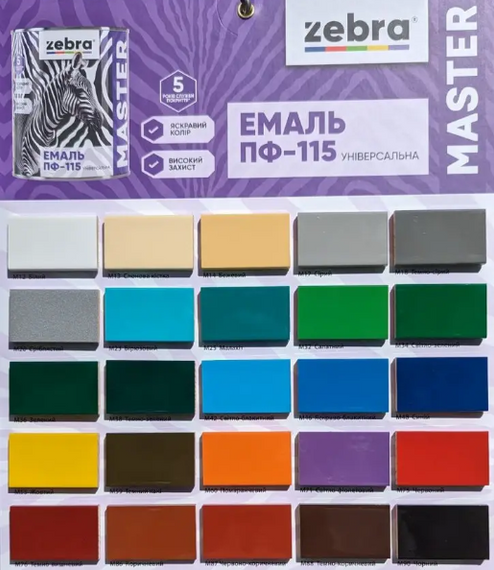 Емаль ПФ-115 Універсальна 2,6 кг Zebra Серія Master, Код 1217 М17, Сірий – Якісна Емаль для Металу та Дерева | Зображення 1