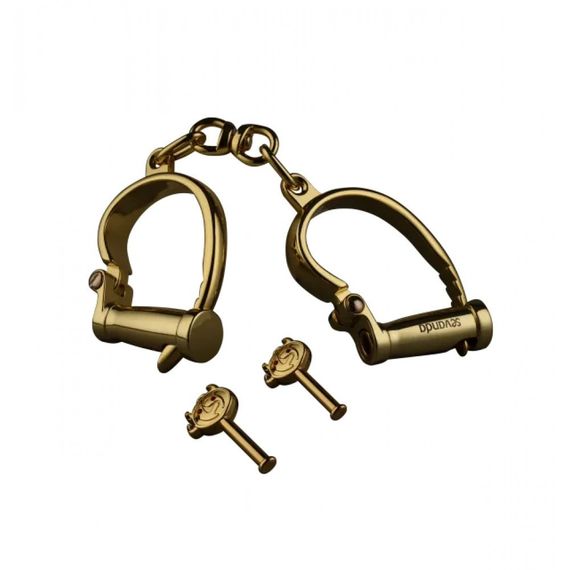 Наручники з коротким ланцюжком, металеві, золоті sexstyle