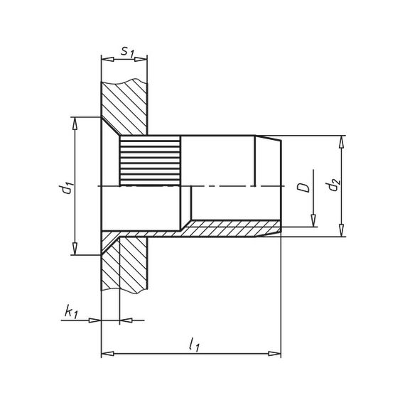 Заклепка різьбова з циліндричною рифленою головкою Wurth A2B 16,5X11,9 M10 | Зображення 1