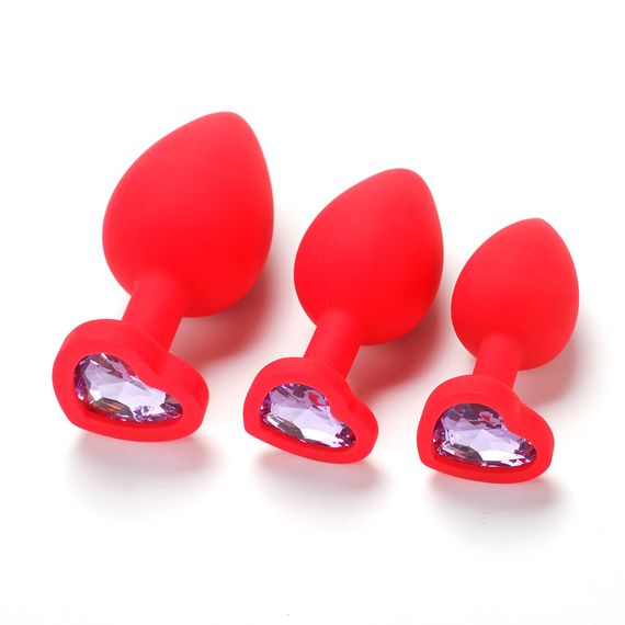 Анальні пробки червоного кольору з віброкулею в комплекті (розмір S, M, L) | Зображення 4