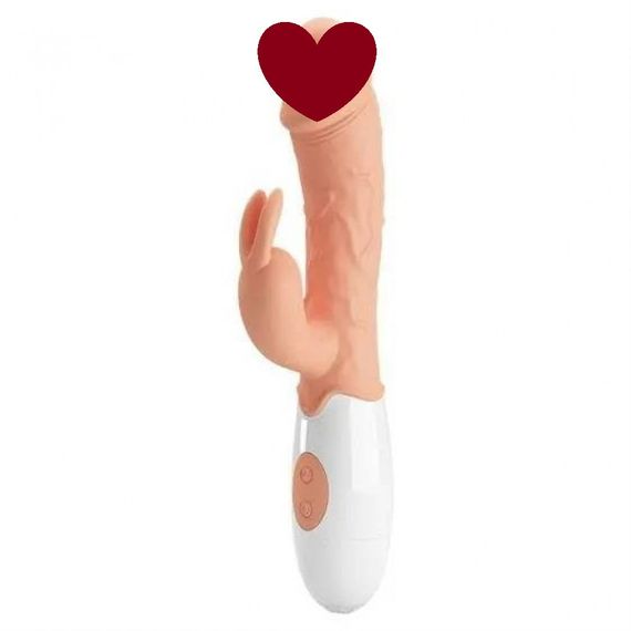 Вібратор-кролик реалістичний LyBaile Pretty Love бежевий, 19 х 3.3 см sexstyle