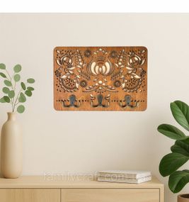 Настенная ключница из дерева Деревянный органайзер для ключей Держатель для хранения Персонализация