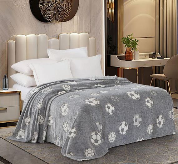 Плед фліс, що світиться в темряві «Футбольні м’ячі»і 150x200 см Love You