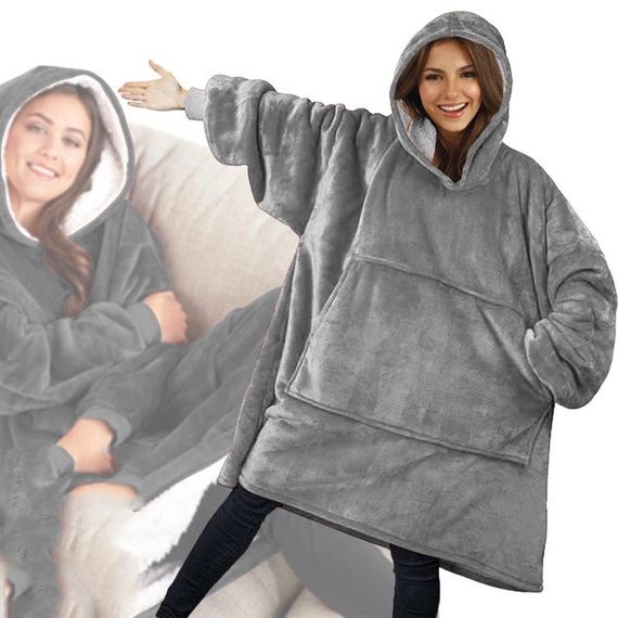 Комфортное покрывало с рукавами и капюшоном, Пледы huggle hoodie из флиса, Плед hoodie DK-91 | Зображення 4