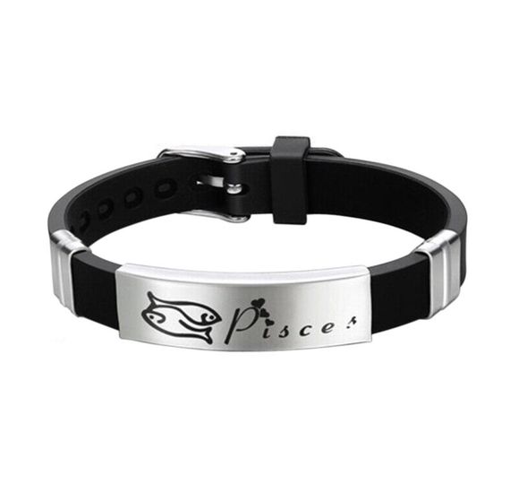 Силиконовый браслет Primo Zodiac - Pisces (Рыбы) - Black
