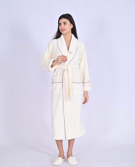 Жіночий халат з тапочками Nusa 4335 кремовий L/XL | Зображення 1