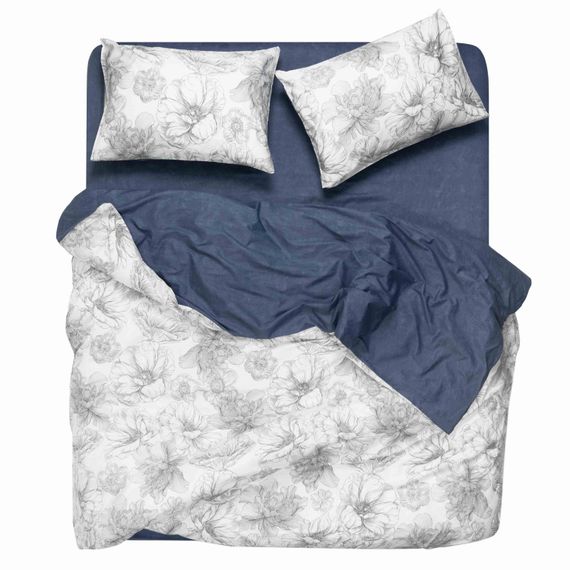 Набір постільної білизни 2,0сп Ardesto Gloria, 200х220см, 100% бавовна, сатин, півонії, синій (ART2022PD) | Зображення 6