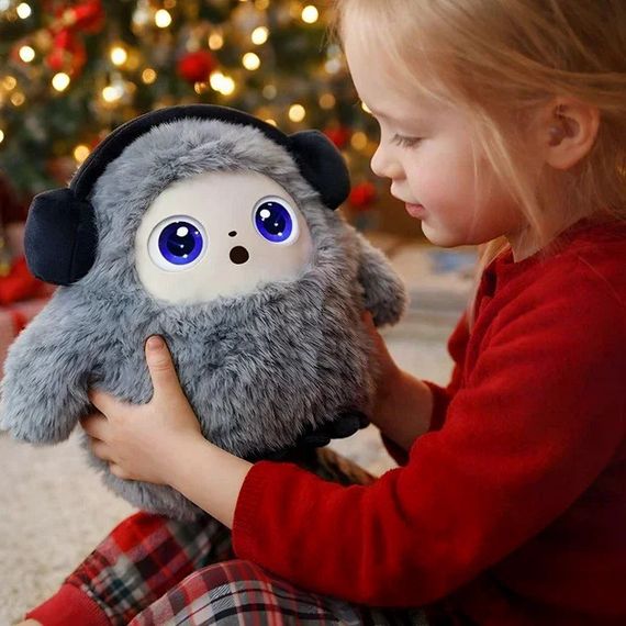 Интерактивная плюшевая AI-игрушка Ledodo с LED-глазами серая • Мягкая игрушка с искусственным интеллектом для детей | Зображення 5