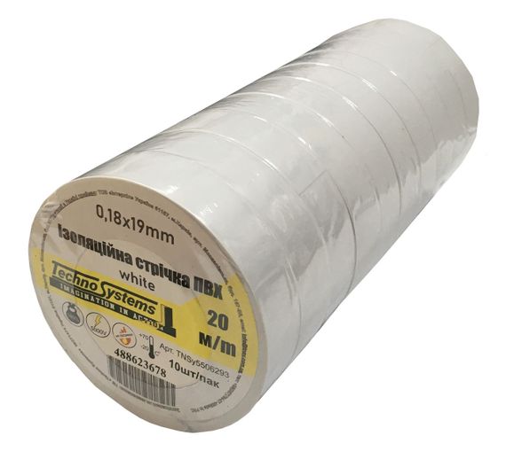 Стрічка ізоляційна ПВХнг 0.18х19мм біла 20м Ny95506293 | Зображення 2