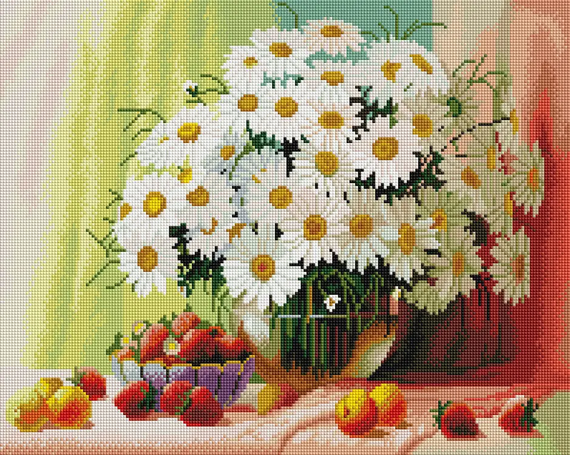 Алмазная мозаика Букет ромашек 40х50 см ColorArt SP051 | Зображення 1