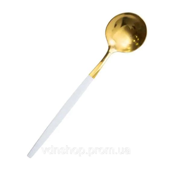 Набір чайних ложок 6 штук ложка чайна з нержавіючої сталі 12.9 см Білий із золотом HP-20-10 | Зображення 1