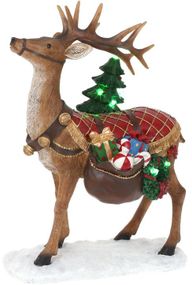 Новорічна декоративна статуетка "Олень з Ялинкою" з LED-підсвіткою 33см, полістоун