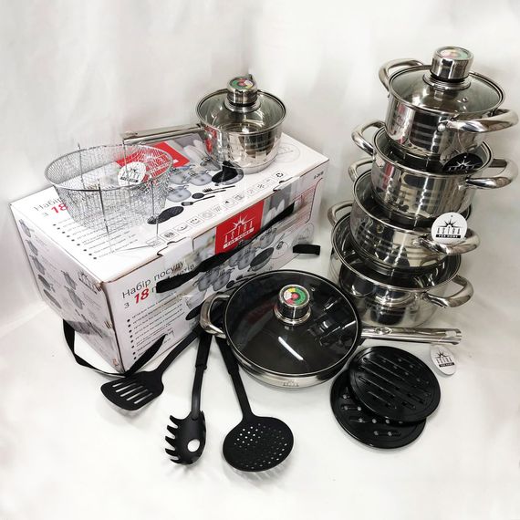 Набір посуду 18 предметів ASTRA A-2618, набір посуду для електричних плит, набори каструль | Зображення 5