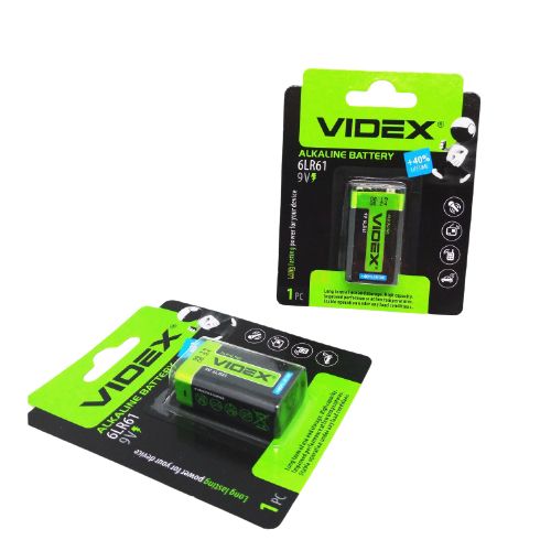 Лужна (алкалінова) батарейка Videx 6LR61 / 9V Крона | Зображення 3