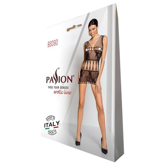 Бодістокінг — мінісукня з метеликами Passion BS090 black, One size | Зображення 7