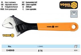 Ключ разводной Польша l=375 мм VOREL-54080