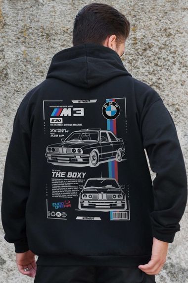 Утеплене зіп худі на флісі зіпер з принтом BMW Without Kane Black
