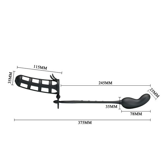 Насадка на член з анальною пробкою - Pretty Love Hercules Penis Sheath Black sexstyle | Зображення 13