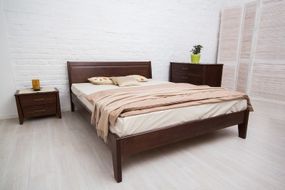 Ліжко двоспальне дерев'яне Сіті без задньої спинки 180х200, колір темний горіх
