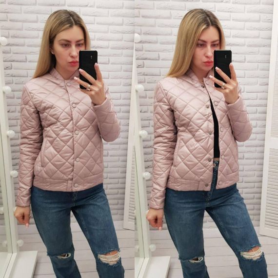 Куртка з ефектом стьобання, арт.310, пудра | Зображення 8