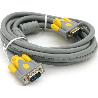 Кабель мультимедийный VGA M to VGA M 3.0m 1080P grey-yellow Merlion (YT-VGA(M)/(M)3+6GR-3m) | Зображення 1