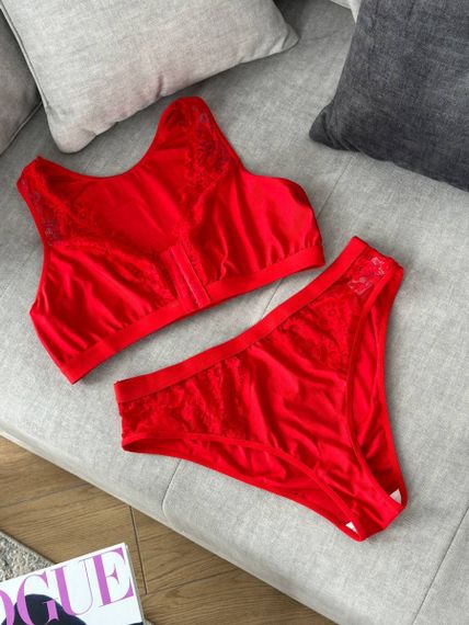 Елегантний червоний комплект білизни для дівчат Plus Size | Зображення 2