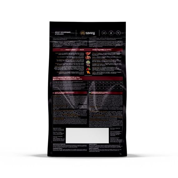 Корм сухий Savory Adult Cat Steril Fresh Turkey and Duck для стерилізованих котів з індичкою та качкою 400 г | Зображення 1