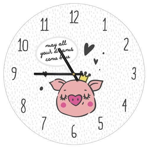 Часы настенные круглые May all your dreams come true 36 см (CHR_P_PIG004)