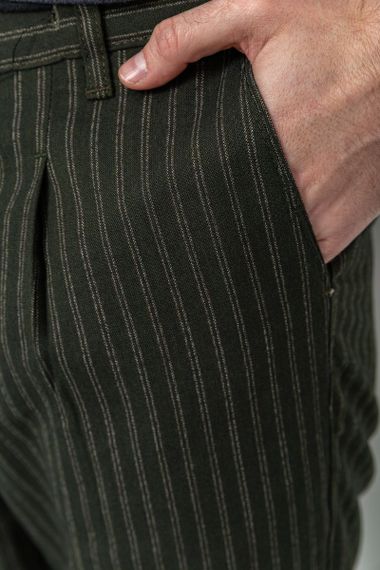 Чоловічі штани в смужку, колір хакі, 157R2008-1 | Зображення 4
