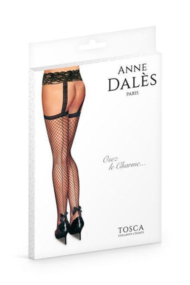 Панчохи з поясом Anne De Ales TOSCA T3 Black, середня сіточка, ззаду стрілки, мереживний пояс | Зображення 2