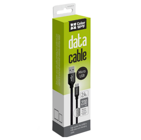 Кабель USB MicroUSB ColorWay CW-CBUM009-BK 2,4A 2м чорний