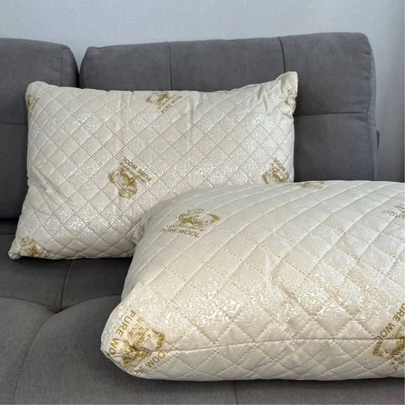 Подушка стеганая из натуральной овчины Leri Max Pure Wool 21509 70х50 см бежевая | Зображення 1