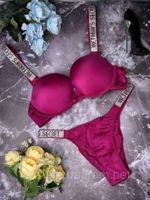 Комплект женского нижнего белья Victoria’s Secret Виктория Сикрет модель Rhinestone со стразами M, 75В,