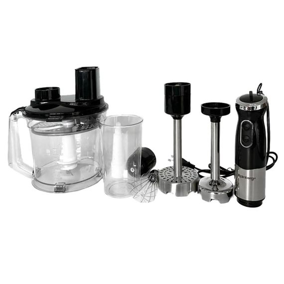 Блендер занурювальний з чашею 4в1, 1200Вт, Rainberg RB-2238 / Ручний міксер блендер з насадками | Зображення 1