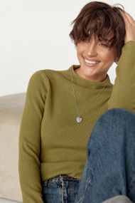 Однотонний жіночий гольф з горловиною-стійкою - хакі цвет, ONE SIZE (є розміри)