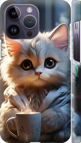 Чохол на iPhone 14 Pro Max Білий кіт "5646m-2667-2448"