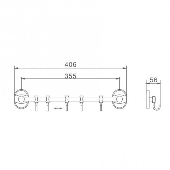 Вішалка для рушників 5 гачків Frap F1915-5 | Зображення 1
