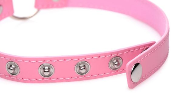 Чокер Master Series Kinky Kitty Ring Slim Choker - Pink | Зображення 1