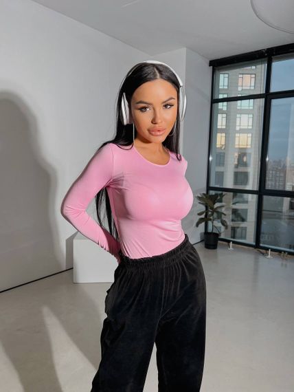 Женский лонгслив с вырезом для большого пальца микродайвинг EL621 цвет розовый, размер 42/46 | Зображення 4