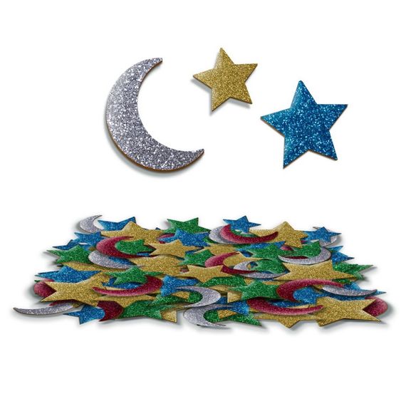 Дитячий набір м'яких наліпок "Зірка та місяць" VT4206-55, 50 наліпок | Зображення 1