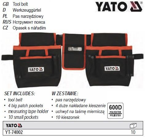 Пояс для инструмента YATO Польща 4 кишені YT-74002