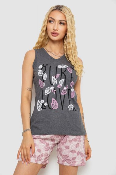 Пижама женская с принтом, цвет серый, 243R9624