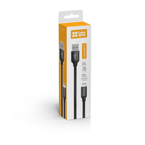 Кабель USB Lightning ColorWay CW-CBUL048-BK 2,4A 0,25м чорний | Зображення 2