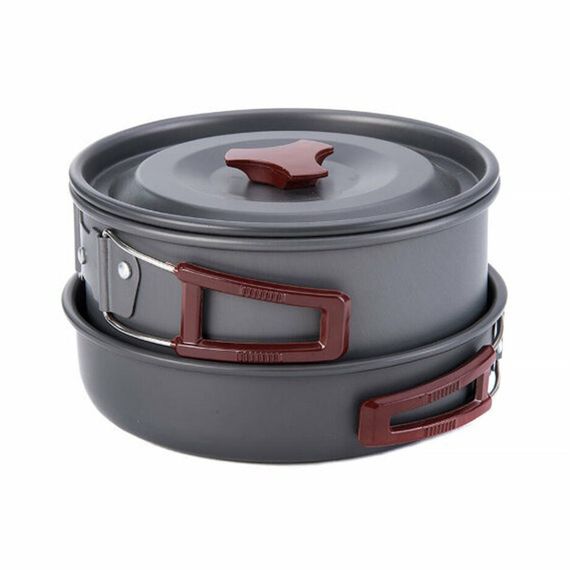 Набір посуду Naturehike 3-4 NH (2 каструлі + кришки + сковорода) carbon (NH15T203-G) | Зображення 3