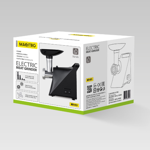 М'ясорубка 1000W (3 терки/томат.соковитискач/насадки для ковбас) MR-853 Maestro | Зображення 3